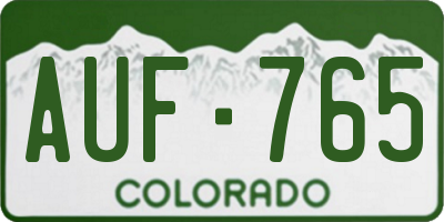 CO license plate AUF765