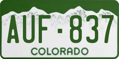 CO license plate AUF837