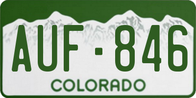 CO license plate AUF846