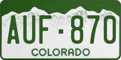 CO license plate AUF870