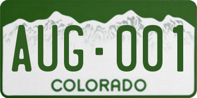 CO license plate AUG001