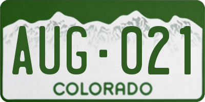 CO license plate AUG021