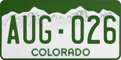 CO license plate AUG026