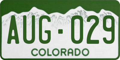 CO license plate AUG029