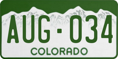 CO license plate AUG034