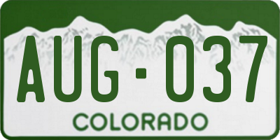 CO license plate AUG037