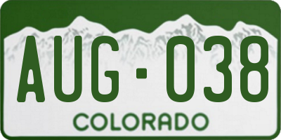 CO license plate AUG038