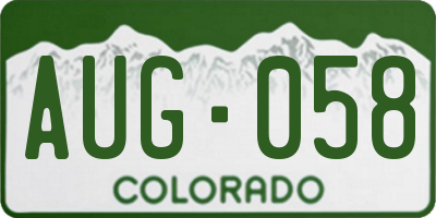 CO license plate AUG058