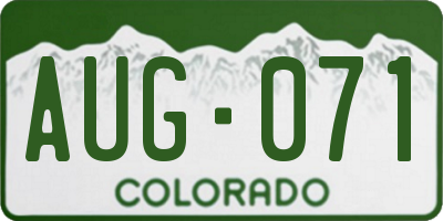 CO license plate AUG071