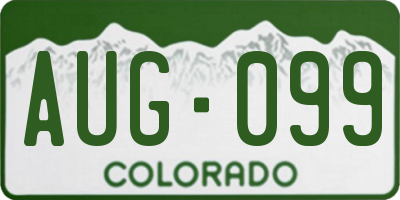 CO license plate AUG099