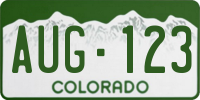CO license plate AUG123