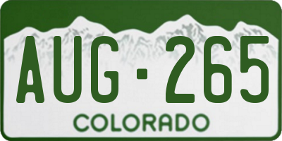 CO license plate AUG265