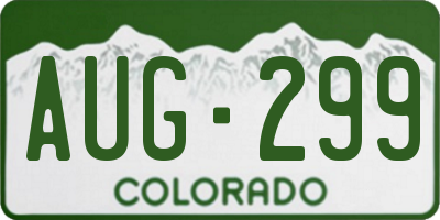 CO license plate AUG299