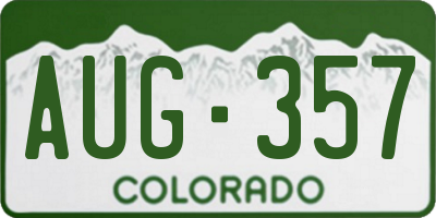 CO license plate AUG357
