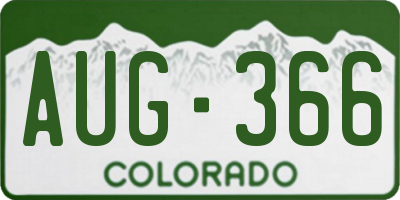 CO license plate AUG366