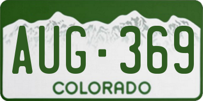 CO license plate AUG369