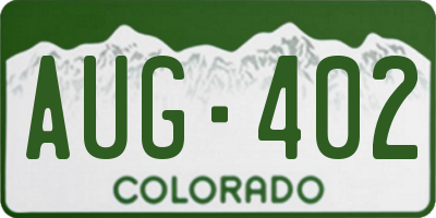 CO license plate AUG402