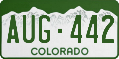 CO license plate AUG442