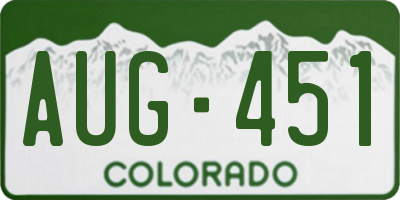CO license plate AUG451
