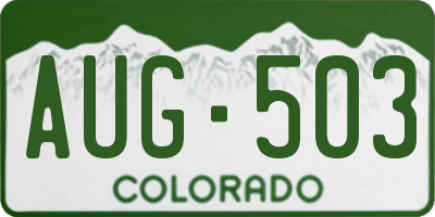 CO license plate AUG503