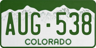 CO license plate AUG538