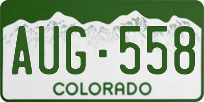 CO license plate AUG558
