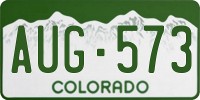 CO license plate AUG573