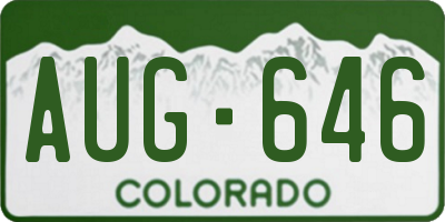 CO license plate AUG646