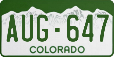 CO license plate AUG647