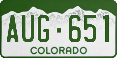 CO license plate AUG651