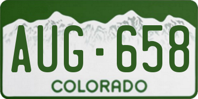 CO license plate AUG658