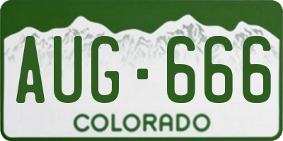 CO license plate AUG666