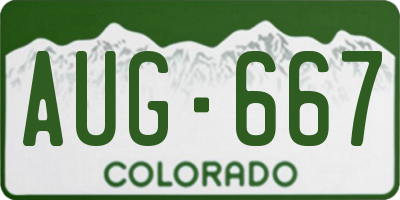 CO license plate AUG667