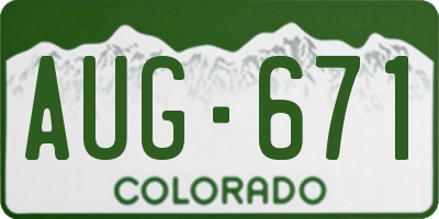 CO license plate AUG671