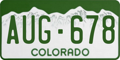 CO license plate AUG678