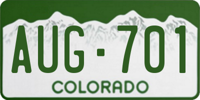 CO license plate AUG701