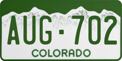 CO license plate AUG702