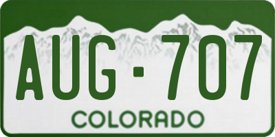 CO license plate AUG707