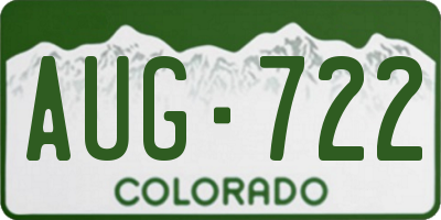 CO license plate AUG722