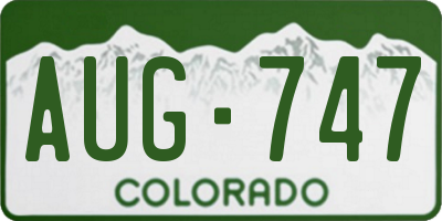 CO license plate AUG747