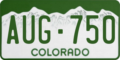 CO license plate AUG750