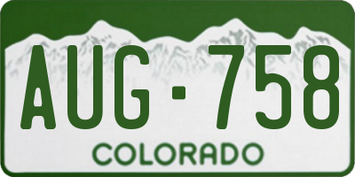 CO license plate AUG758