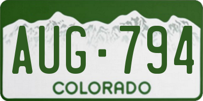 CO license plate AUG794