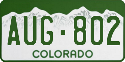 CO license plate AUG802