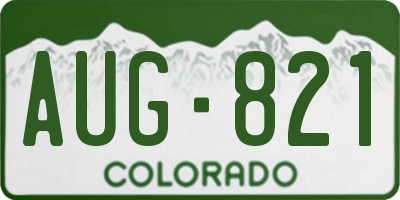 CO license plate AUG821