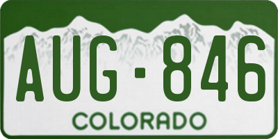 CO license plate AUG846