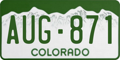 CO license plate AUG871