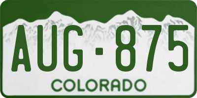 CO license plate AUG875