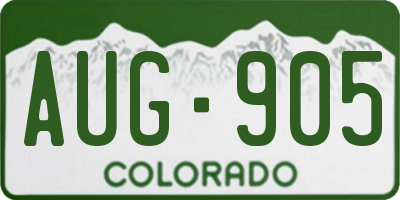 CO license plate AUG905