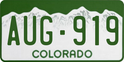 CO license plate AUG919
